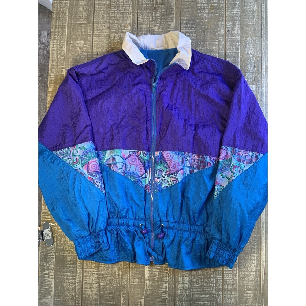 Vintage 80s 90s Longstreet Bright Windbreaker‎ Zip Jacket size Medium Large